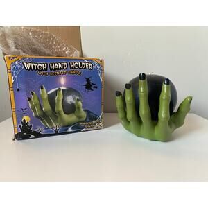 Vintage Spooky Lites Witch Hand Holder With Scented Pumpkin Spice Candle- New